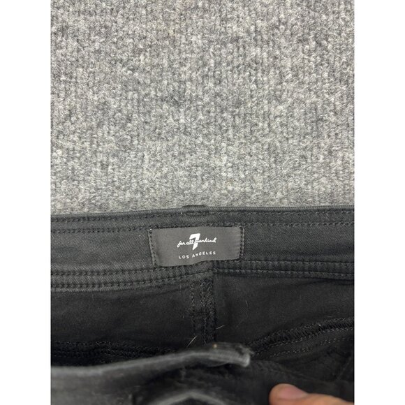 7 For All Mankind Pants Women 30 Black Jogger Elastic Cuff Zip Hem Patch Pockets - Picture 2 of 9